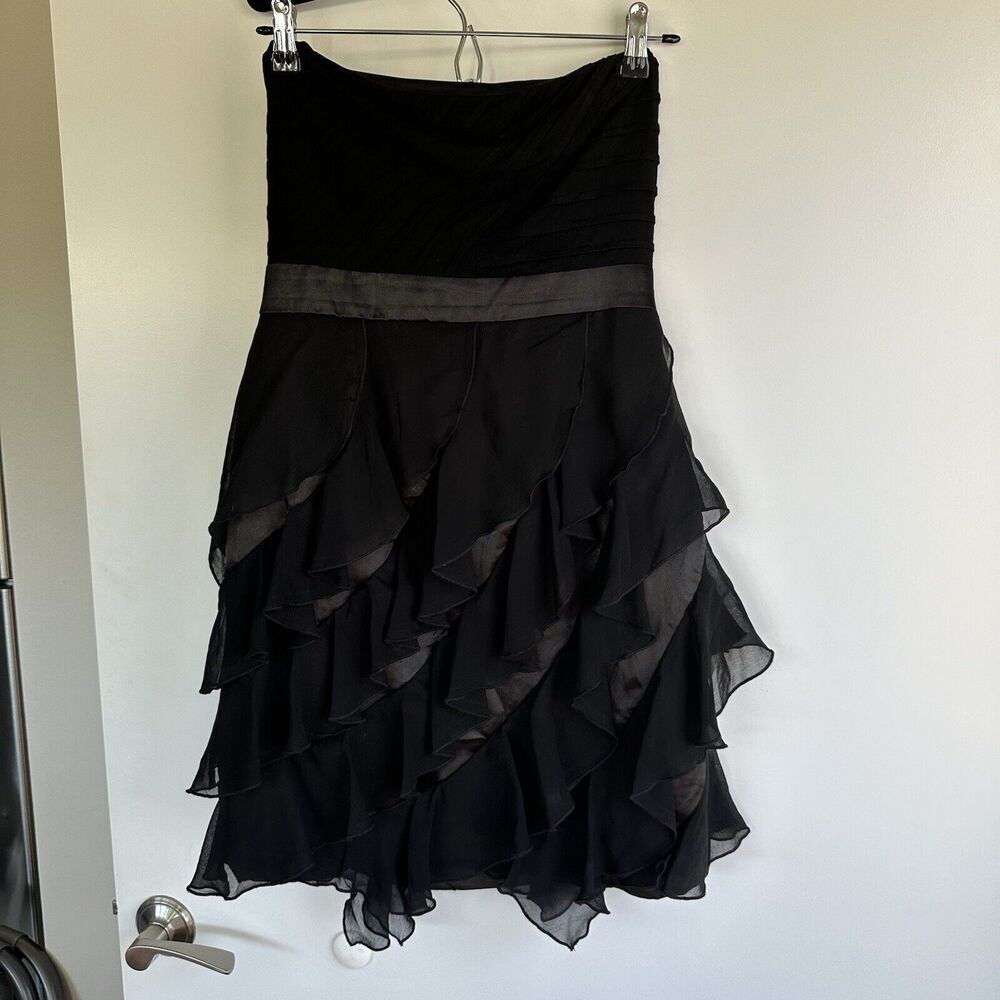 AKIRA CHICAGO Little Black Party Dress Womens Medium Chiffon Ruffle